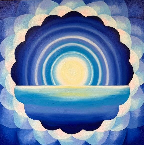 Martin Benson, Lapis Light, 2025, 36 × 36 inches, mixed media on canvas